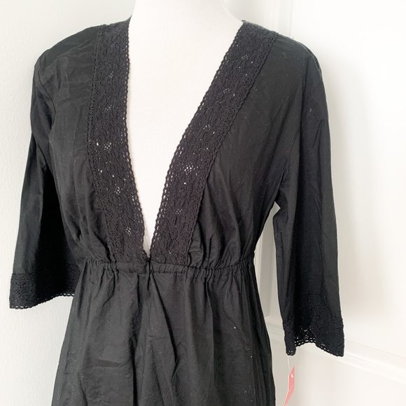 Merona Black Lace Trim Beach Coverup - Picture 2 of 4